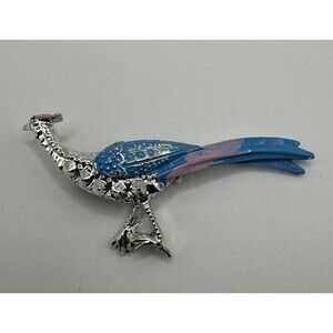 Gerry’s Pheasant Pin Enamel Silver tone Signed Vintage